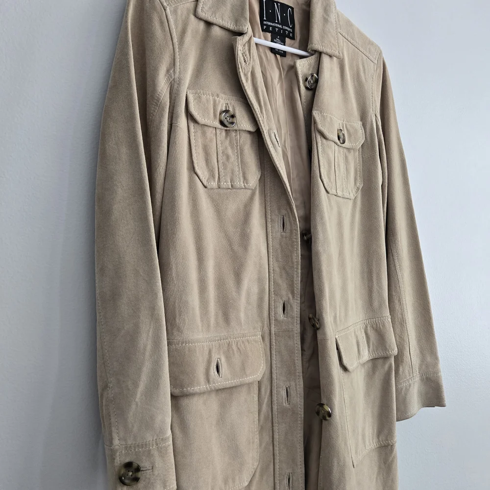 INC International Concepts Beige Suede Trench Coat - Picture 10 of 10